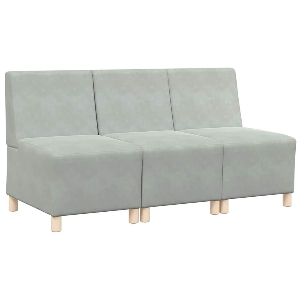 Modular Sofa Unit Armless 3 pcs Light Grey 55 x 74 x 82 cm