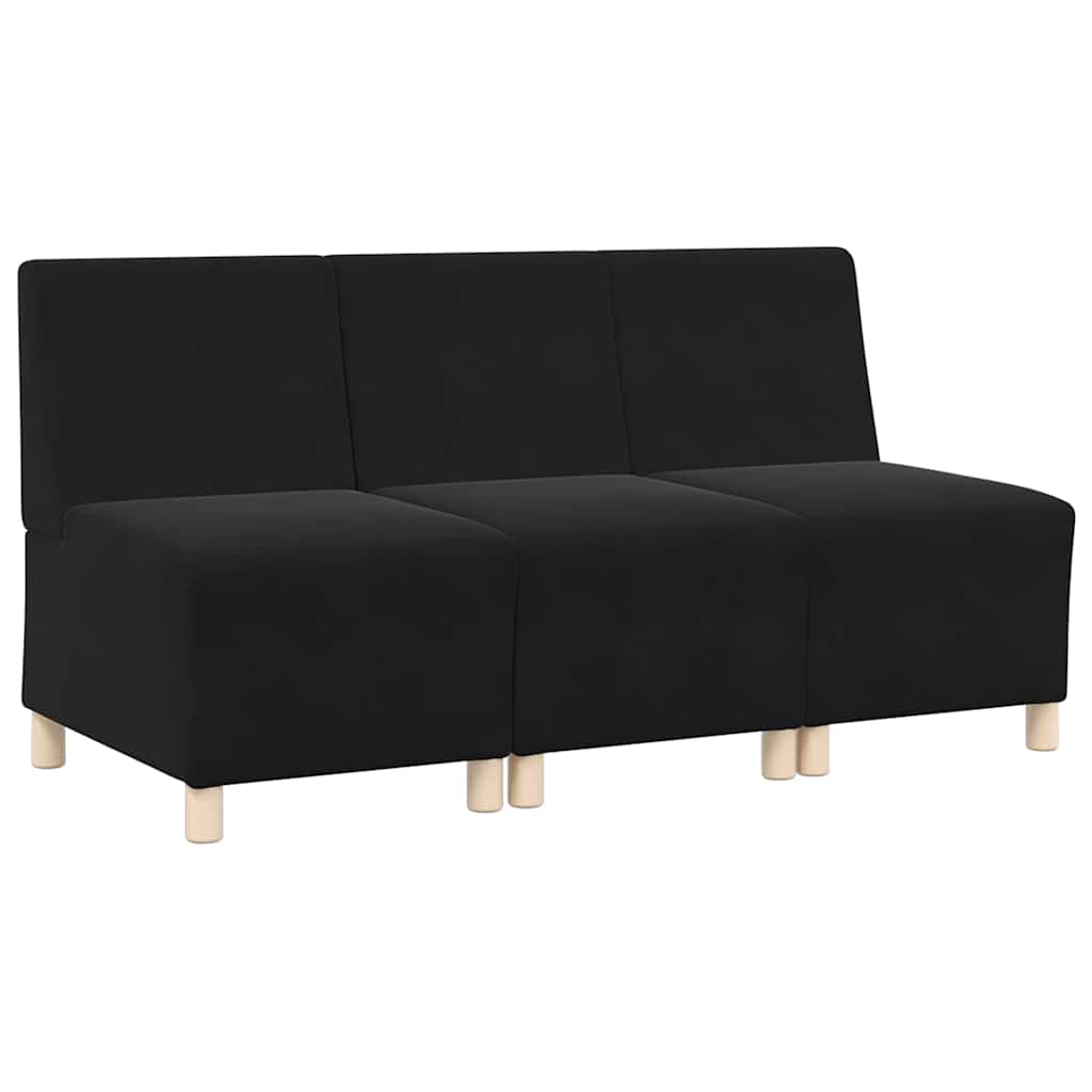 Modular Sofa Unit Armless 3 pcs Black 55 x 74 x 82 cm Velvet
