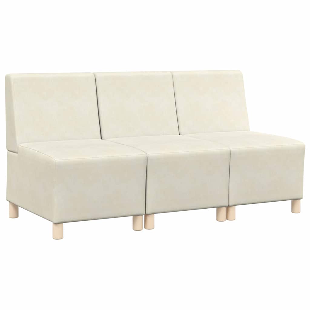 Modular Sofa Unit Armless 3 pcs Cream 55 x 74 x 82 cm Velvet