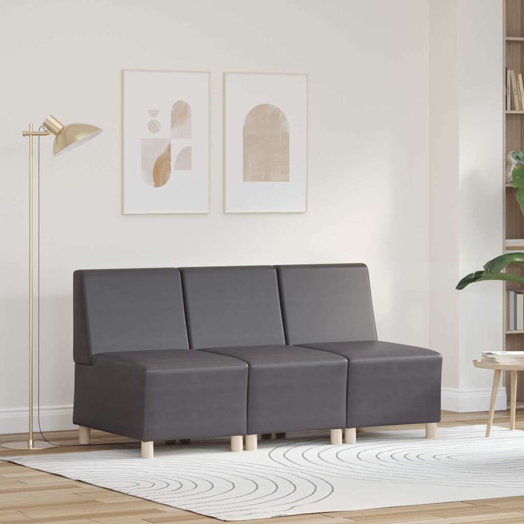Modular Sofa Unit Armless 3 pcs Grey 55 x 74 x 82 cm