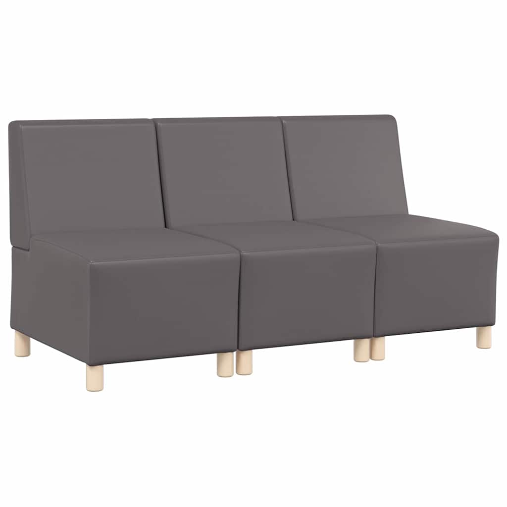 Modular Sofa Unit Armless 3 pcs Grey 55 x 74 x 82 cm