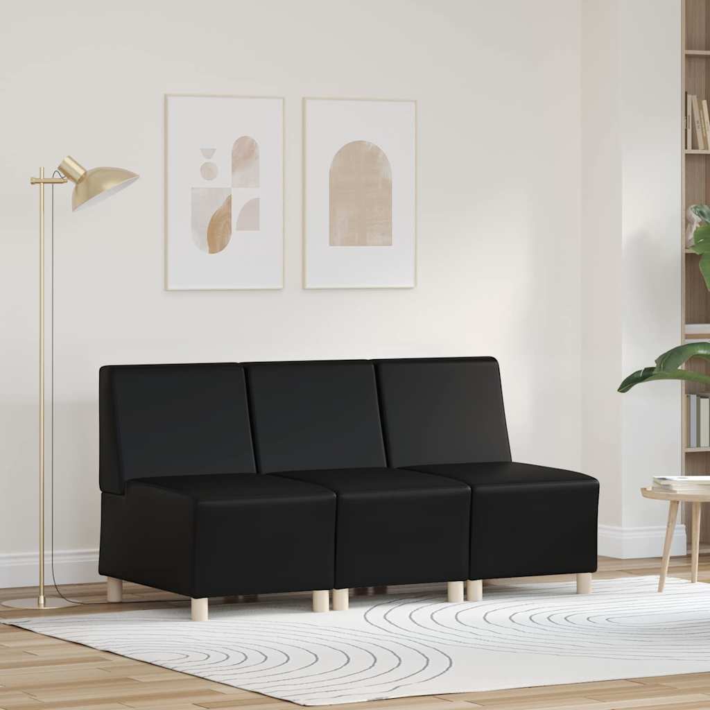 Modular Sofa Unit Armless 3 pcs Black 55 x 74 x 82 cm