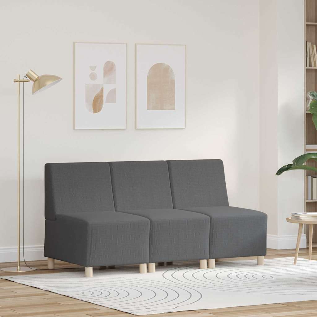 Modular Sofa Unit Armless 3 pcs Dark Grey 55 x 74 x 82 cm