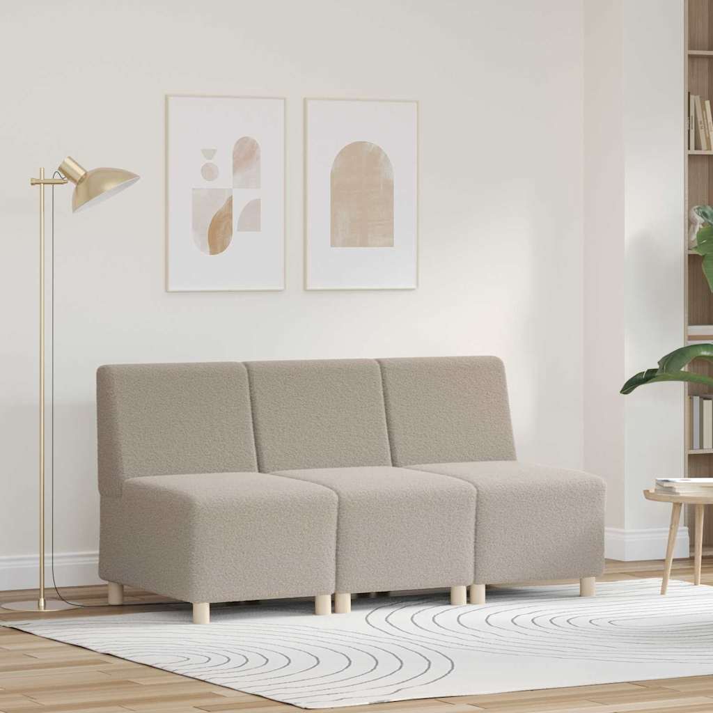 Modular Sofa Unit Armless 3 pcs Light Grey 55 x 74 x 82 cm