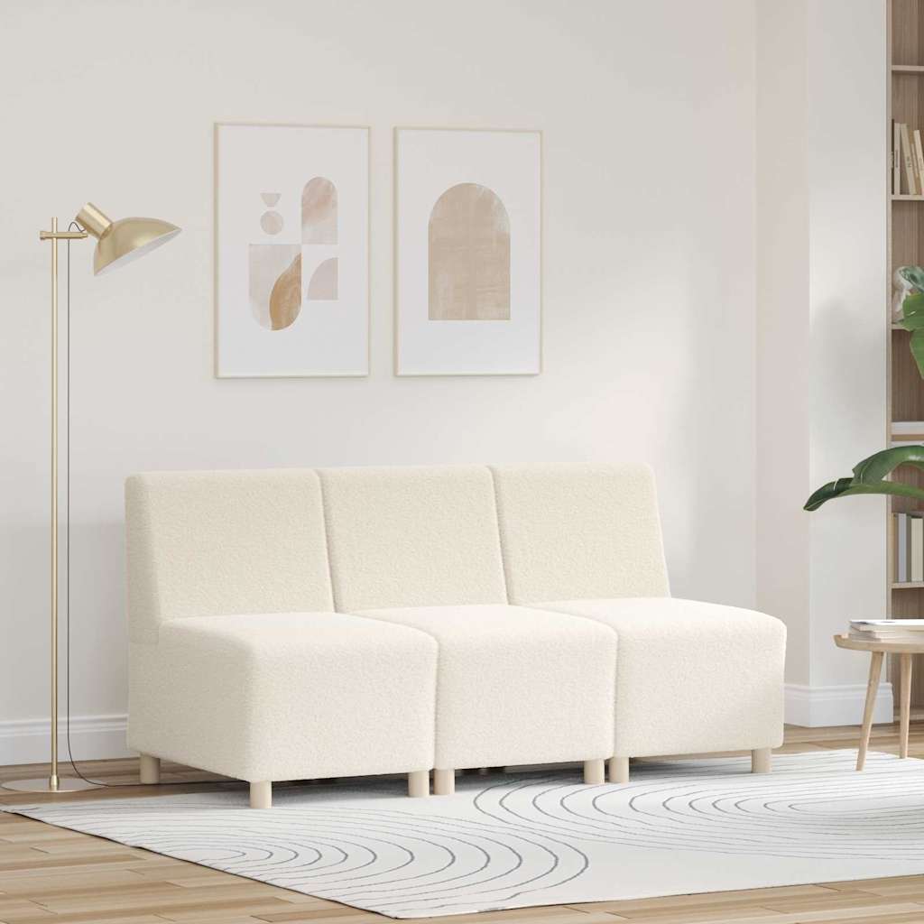 Modular Sofa Unit Armless 3 pcs Cream 55 x 74 x 82 cm