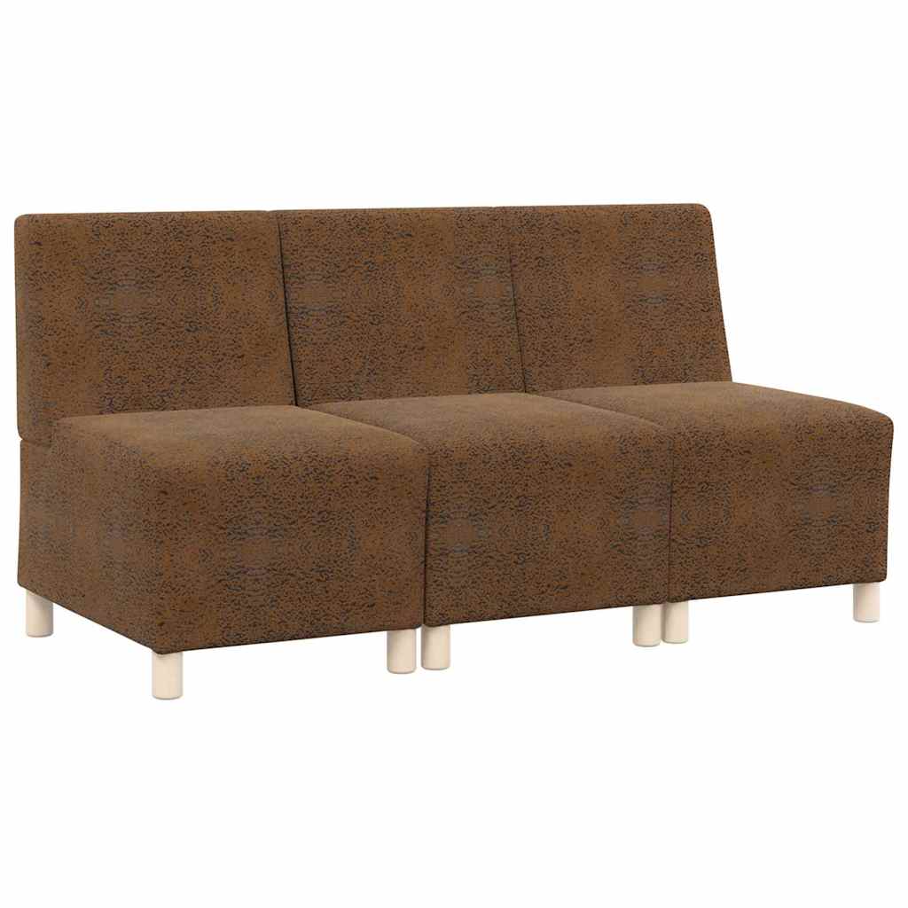 Modular Sofa Unit Armless 3 pcs Brown 55 x 74 x 82 cm