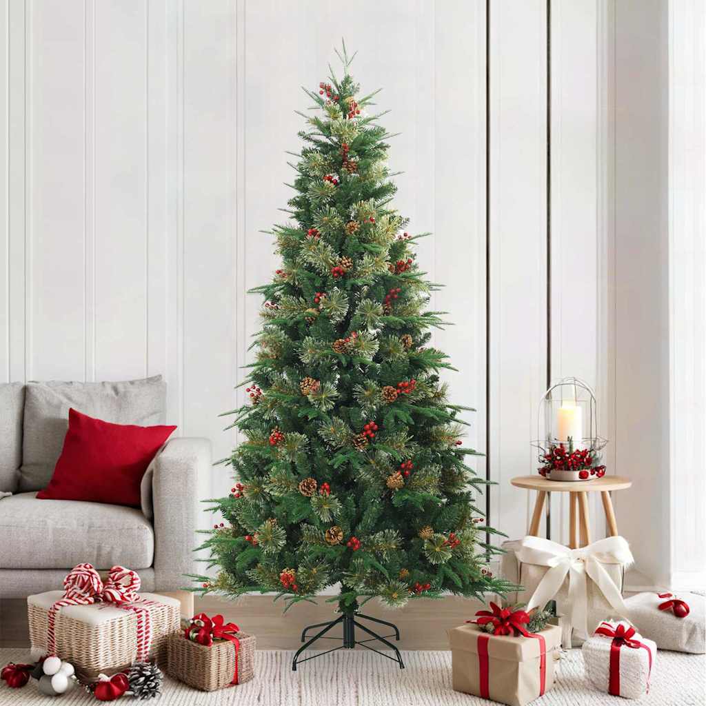 Artificial Hinged Christmas Tree Green 210 cm PVC, PE and Steel