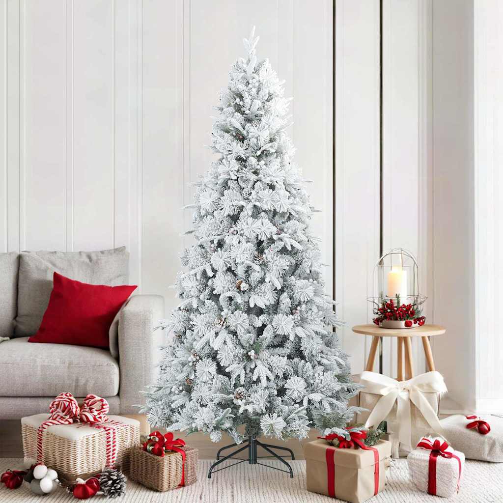 Artificial Hinged Christmas Tree Snow Flocked White 180 cm