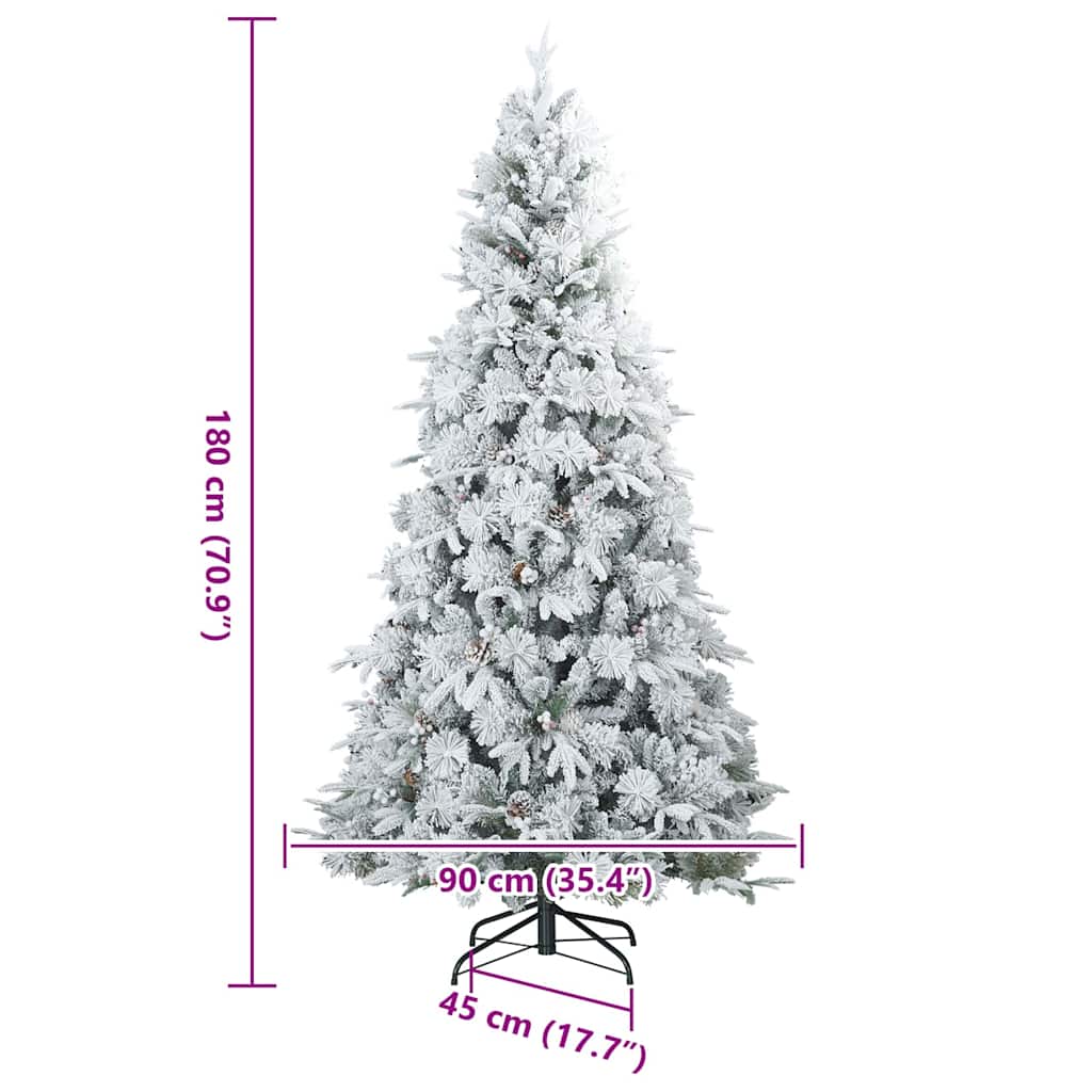 Artificial Hinged Christmas Tree Snow Flocked White 180 cm