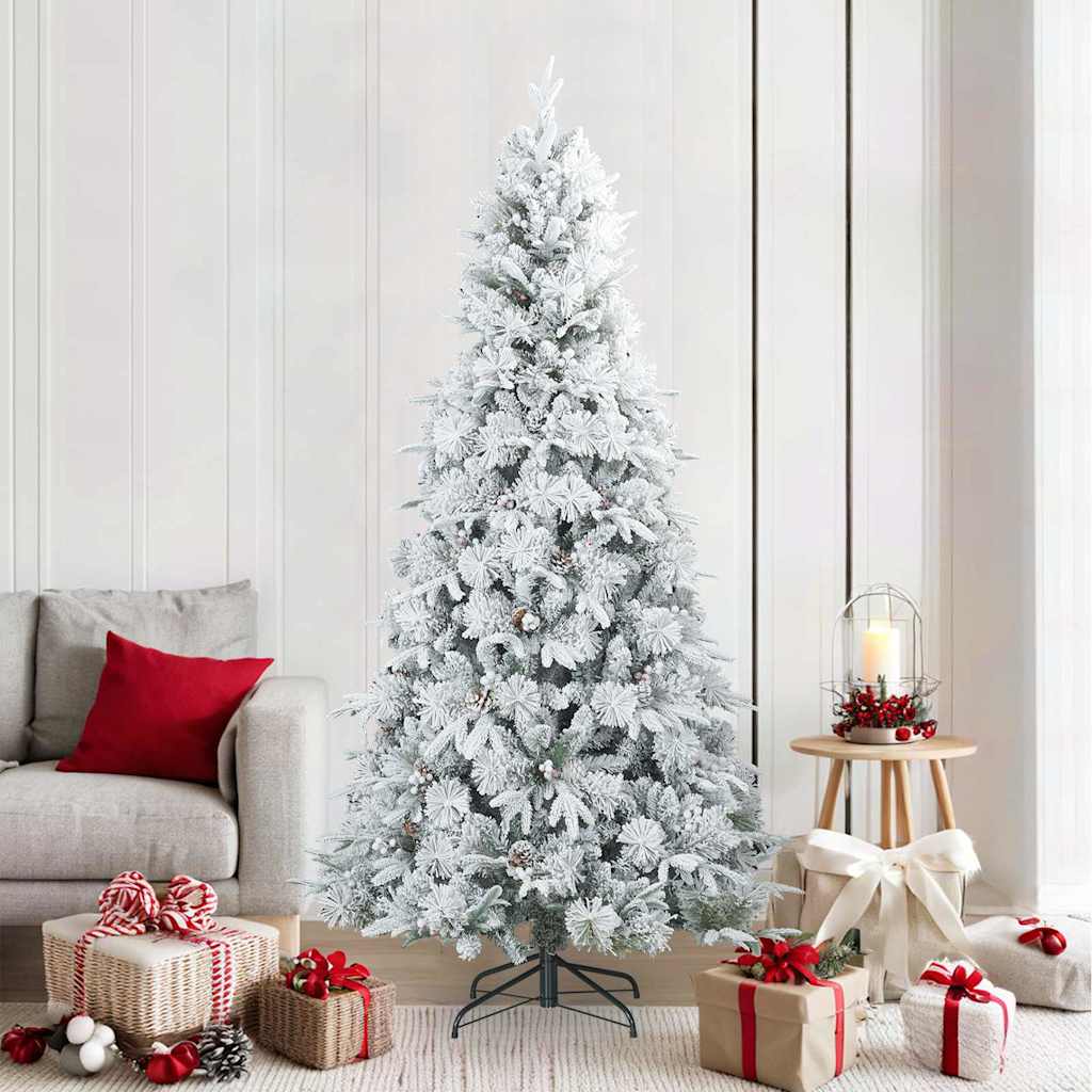 Artificial Hinged Christmas Tree Snow Flocked White 210 cm