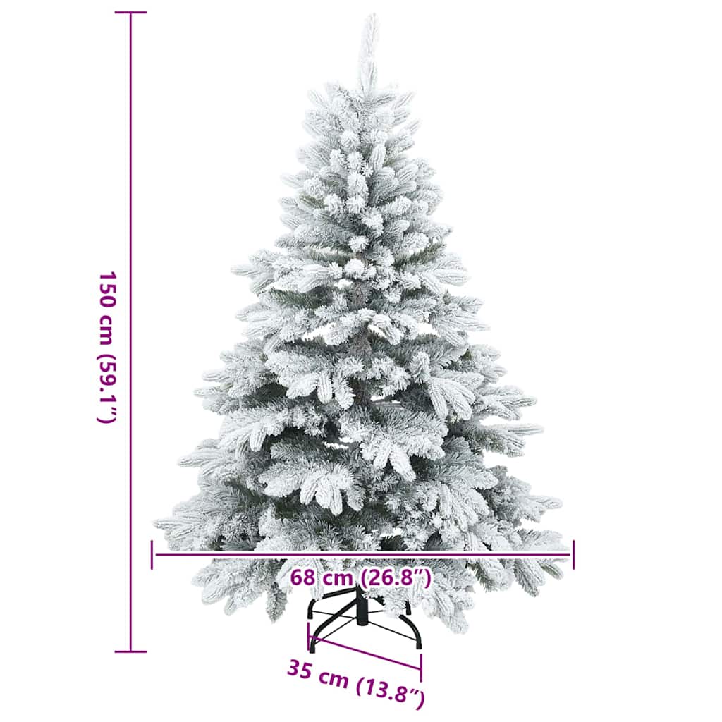 Artificial Hinged Christmas Tree Snow Flocked White 150 cm