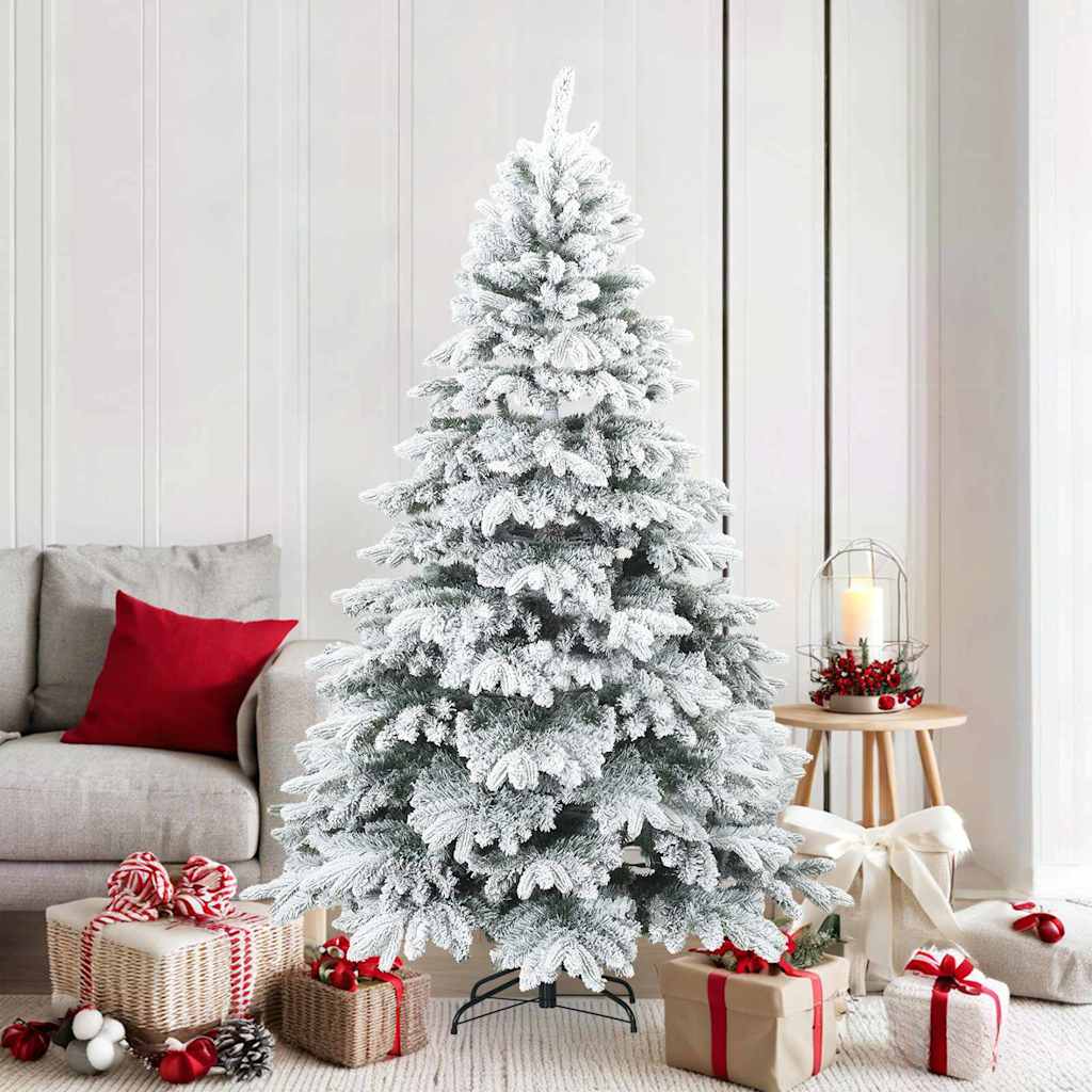 Artificial Hinged Christmas Tree Snow Flocked White 180 cm