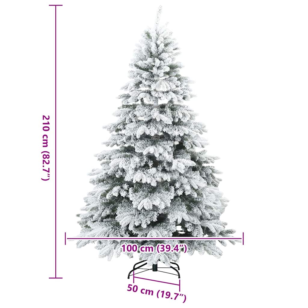 Artificial Hinged Christmas Tree Snow Flocked White 210 cm