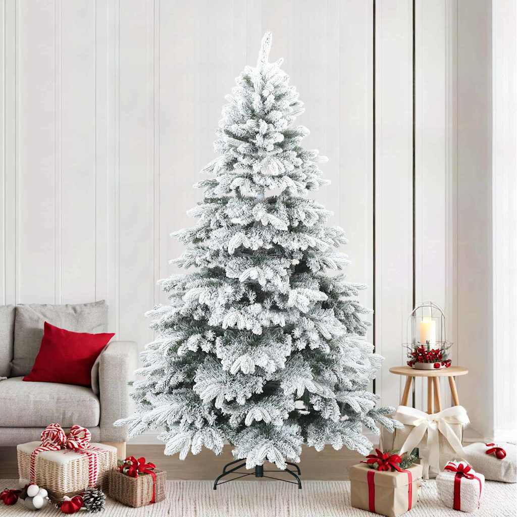 Artificial Hinged Christmas Tree Snow Flocked White 240 cm