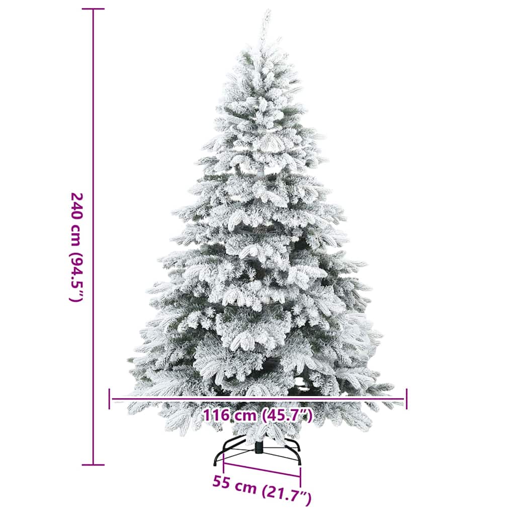 Artificial Hinged Christmas Tree Snow Flocked White 240 cm