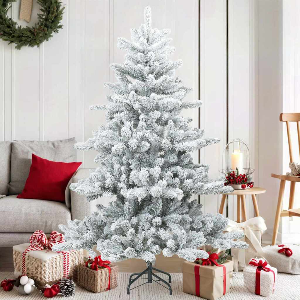 Artificial Hinged Christmas Tree Snow Flocked White 150 cm