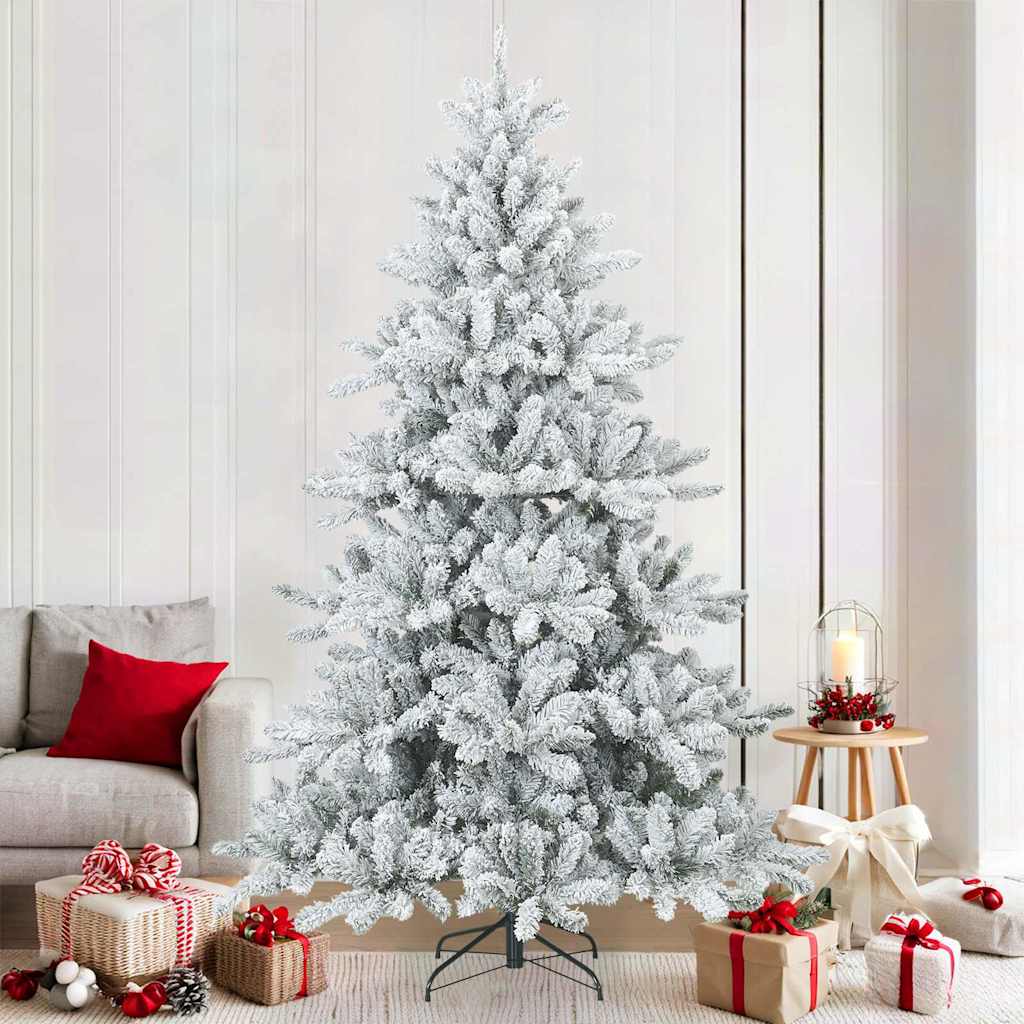 Artificial Hinged Christmas Tree Snow Flocked White 210 cm