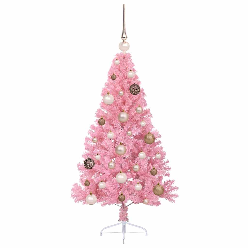 Artificial Pre-lit Christmas Tree with 150 LEDs Pink 120 cm PVC
