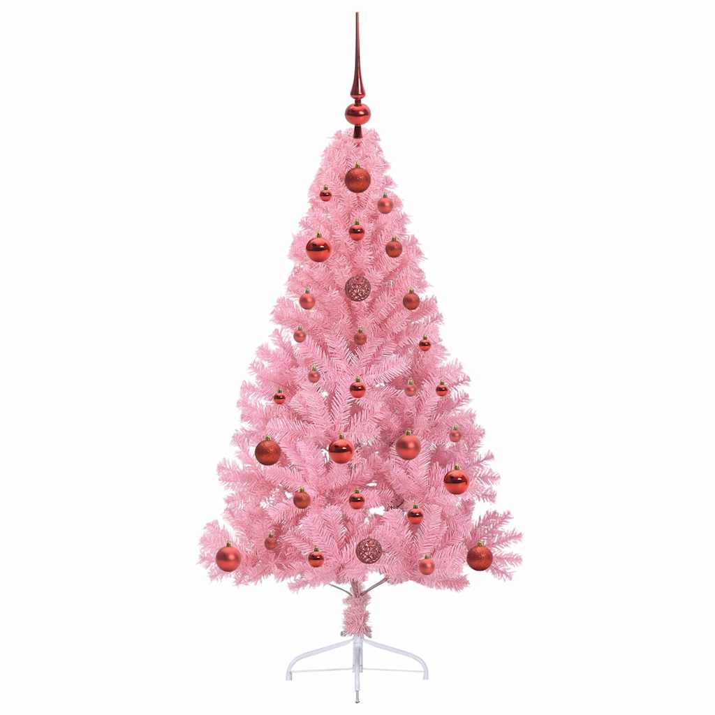 Artificial Pre-lit Christmas Tree with 150 LEDs Pink 120 cm PVC