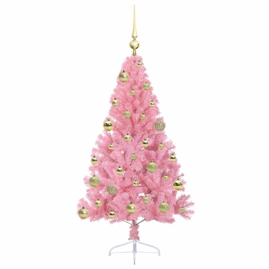 Artificial Pre-lit Christmas Tree with 150 LEDs Pink 120 cm PVC