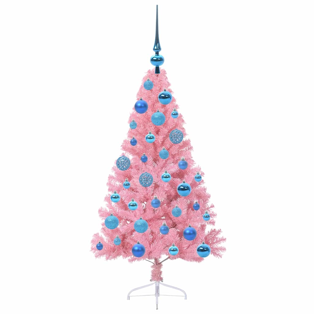 Artificial Pre-lit Christmas Tree with 150 LEDs Pink 120 cm PVC