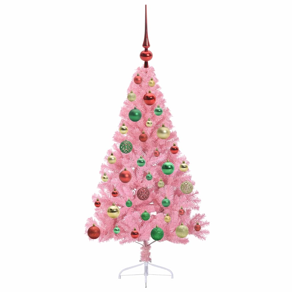 Artificial Pre-lit Christmas Tree with 150 LEDs Pink 120 cm PVC