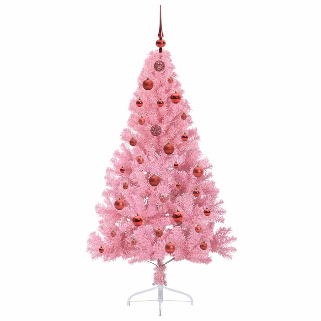 Artificial Pre-lit Christmas Tree with 150 LEDs Pink 150 cm PVC