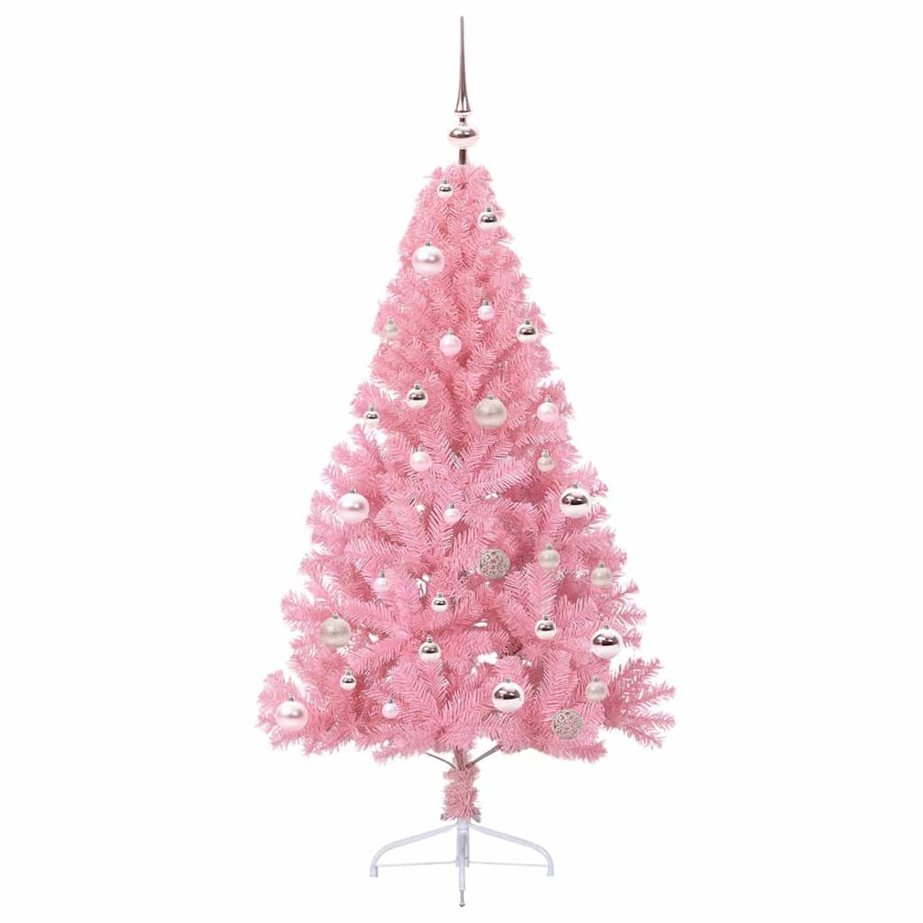 Artificial Pre-lit Christmas Tree with 150 LEDs Pink 150 cm PVC