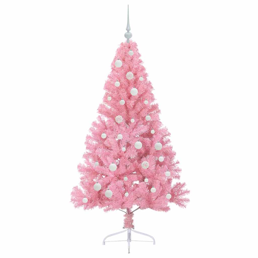 Artificial Pre-lit Christmas Tree with 150 LEDs Pink 150 cm PVC
