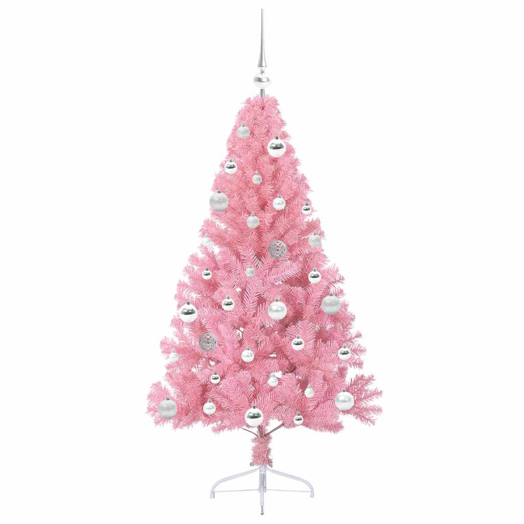 Artificial Pre-lit Christmas Tree with 150 LEDs Pink 150 cm PVC