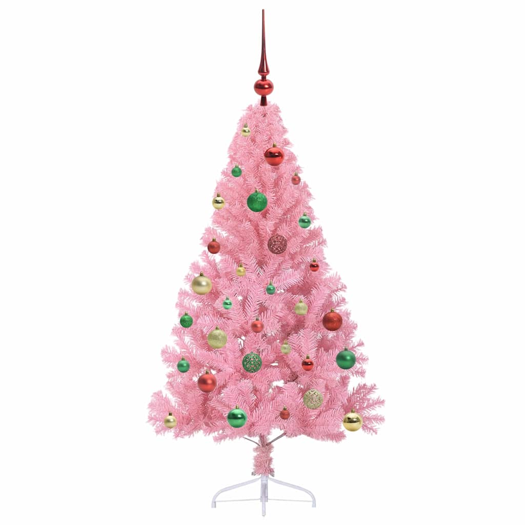 Artificial Pre-lit Christmas Tree with 150 LEDs Pink 150 cm PVC