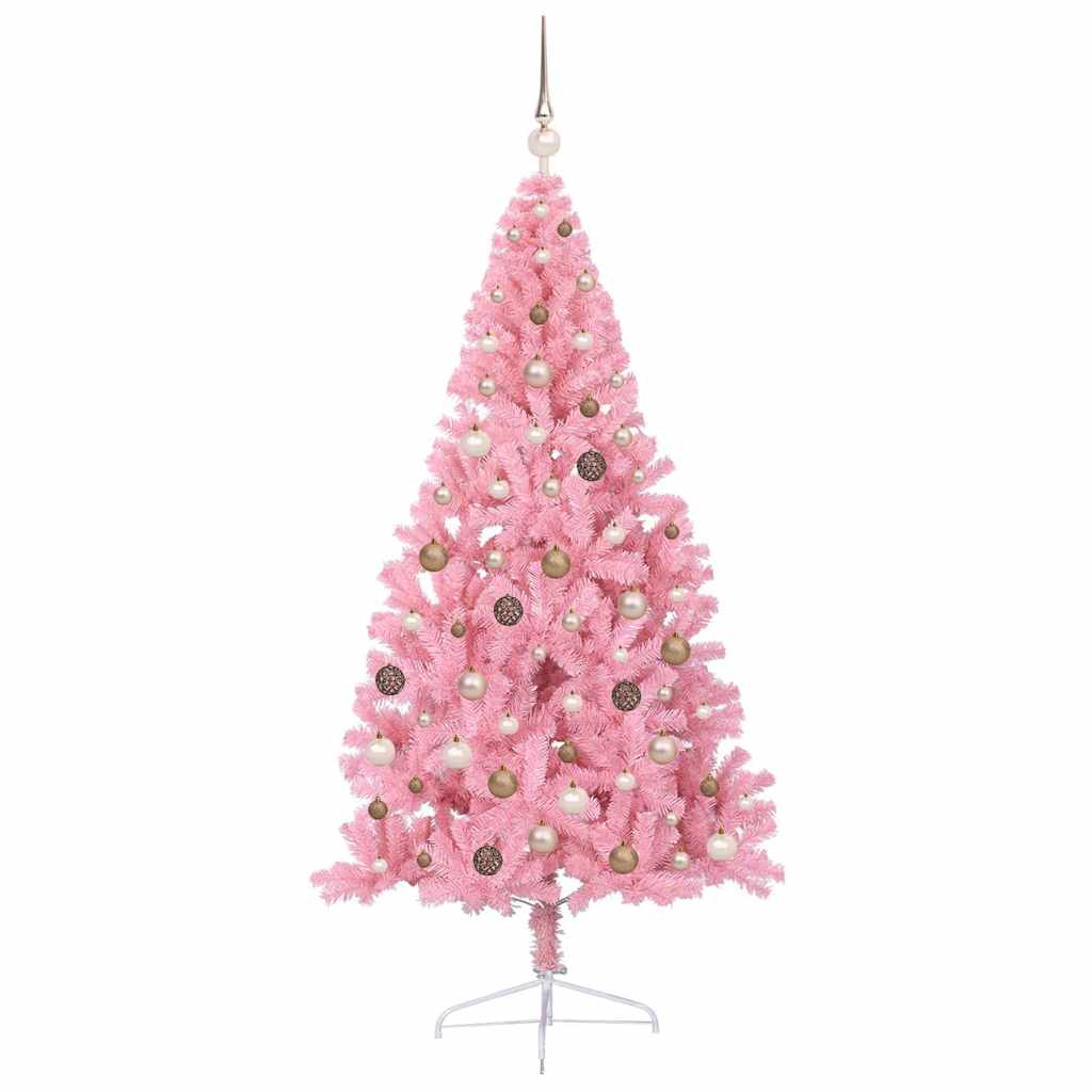 Artificial Pre-lit Christmas Tree with 300 LEDs Pink 210 cm PVC