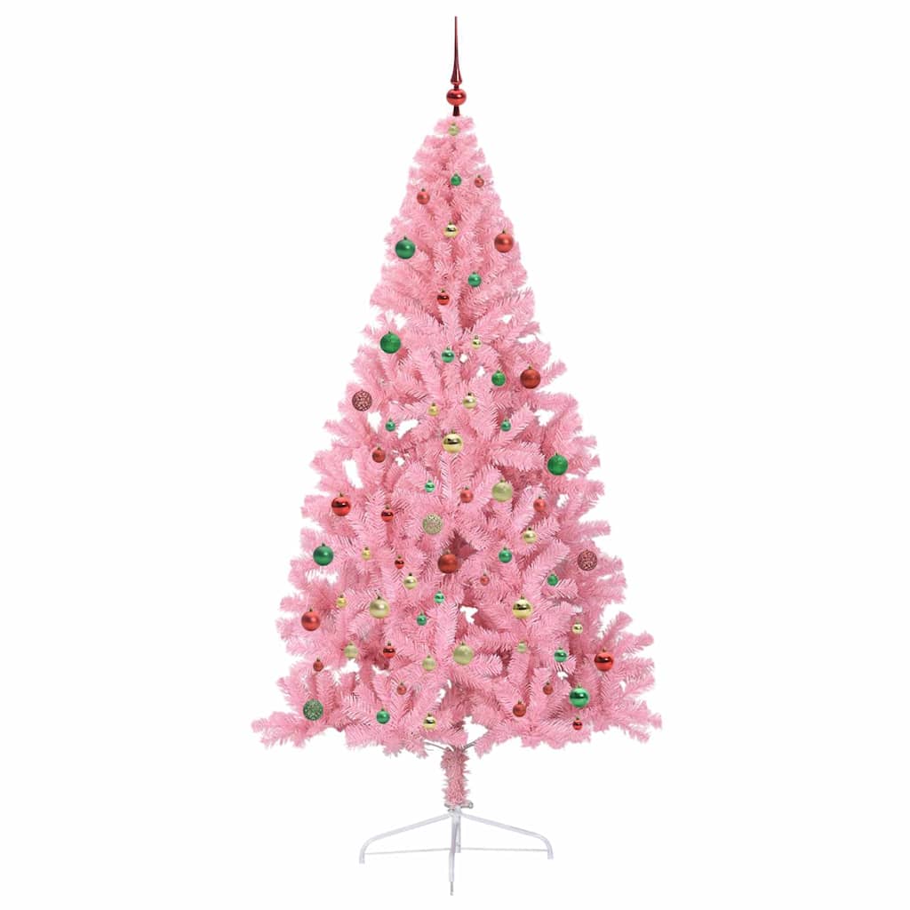 Artificial Pre-lit Christmas Tree with 300 LEDs Pink 210 cm PVC