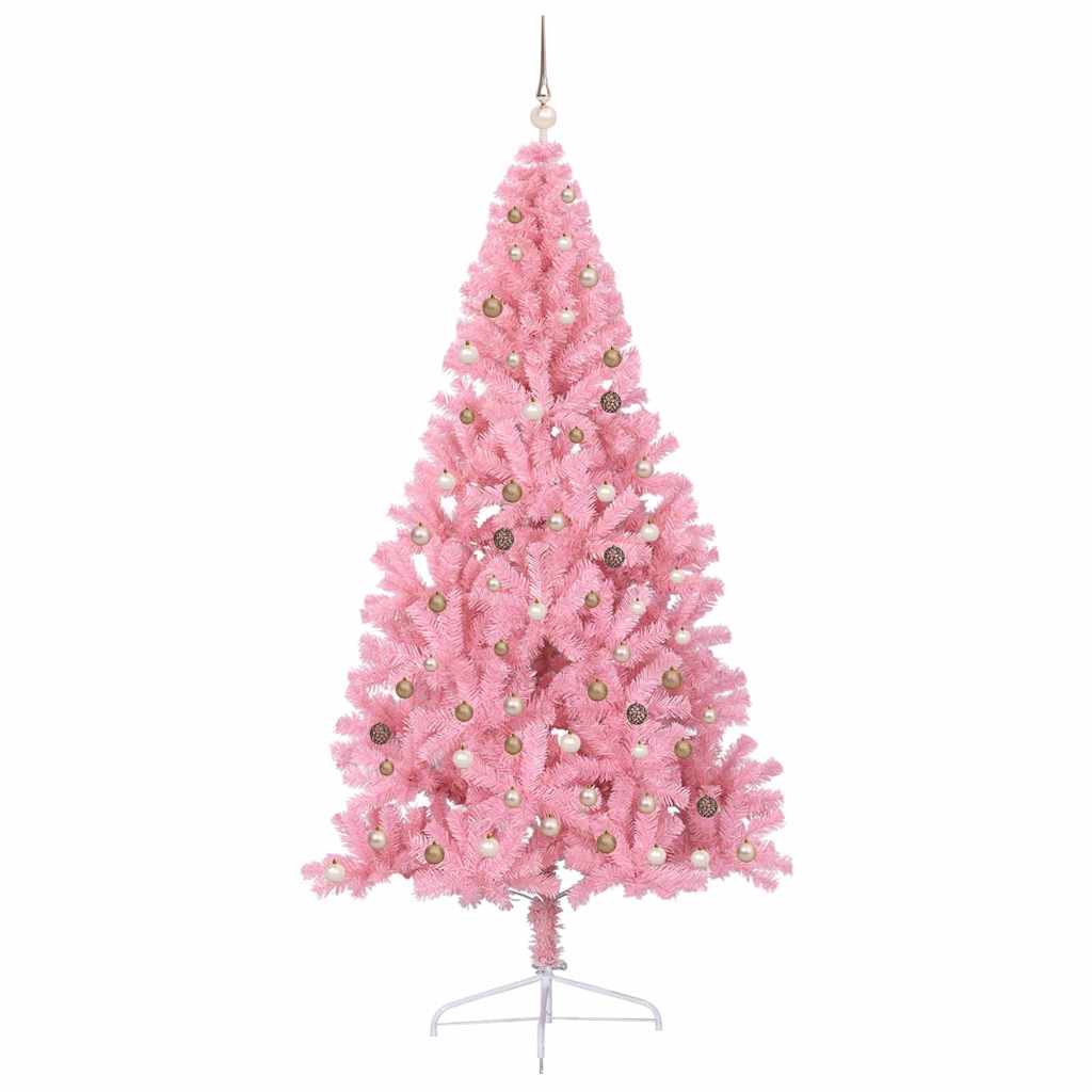 Artificial Pre-lit Christmas Tree with 300 LEDs Pink 240 cm PVC