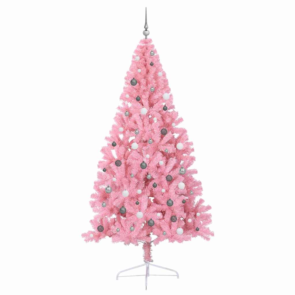 Artificial Pre-lit Christmas Tree with 300 LEDs Pink 240 cm PVC