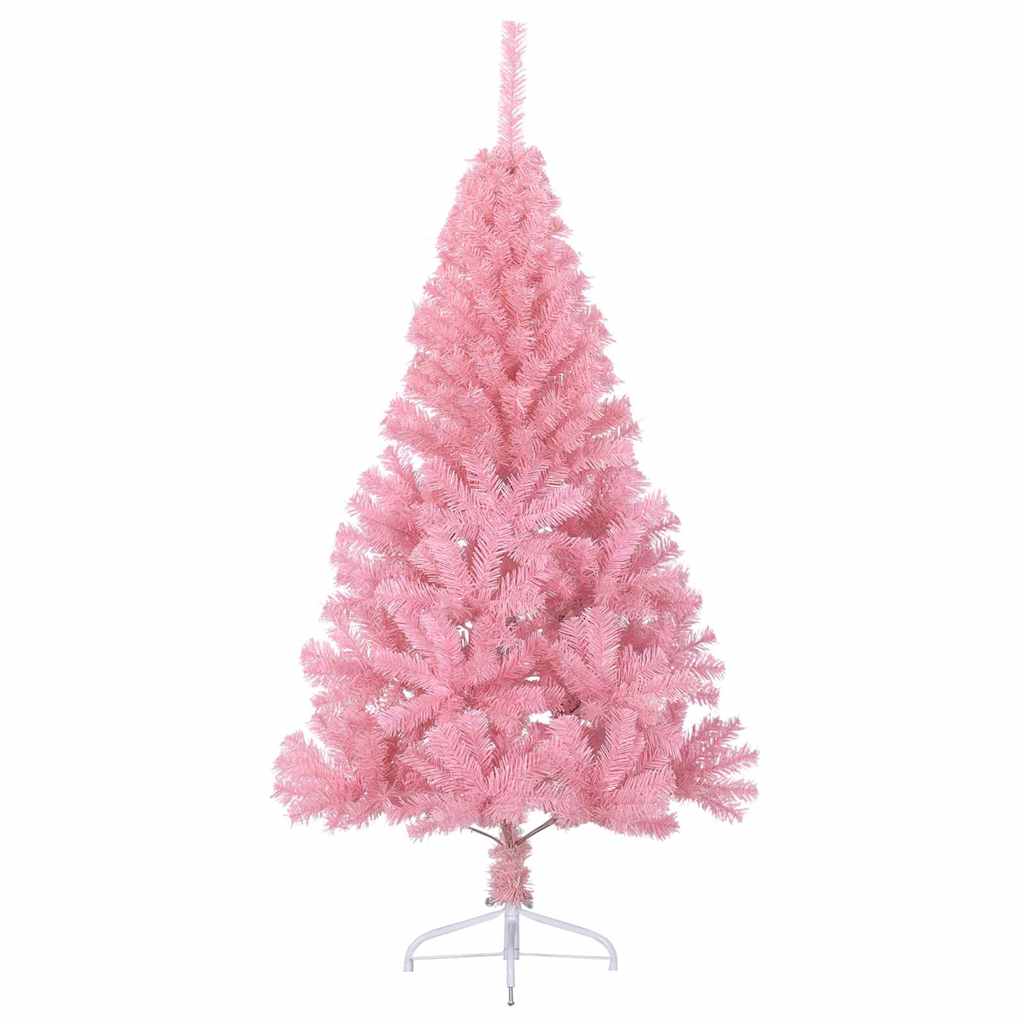Artificial Pre-lit Christmas Tree with 300 LEDs Pink 240 cm PVC