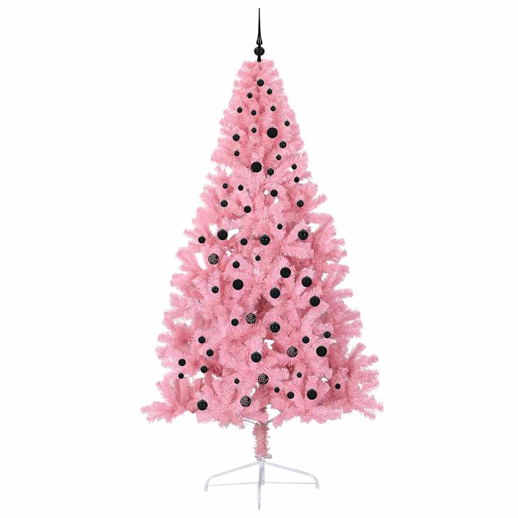 Artificial Pre-lit Christmas Tree with 300 LEDs Pink 240 cm PVC