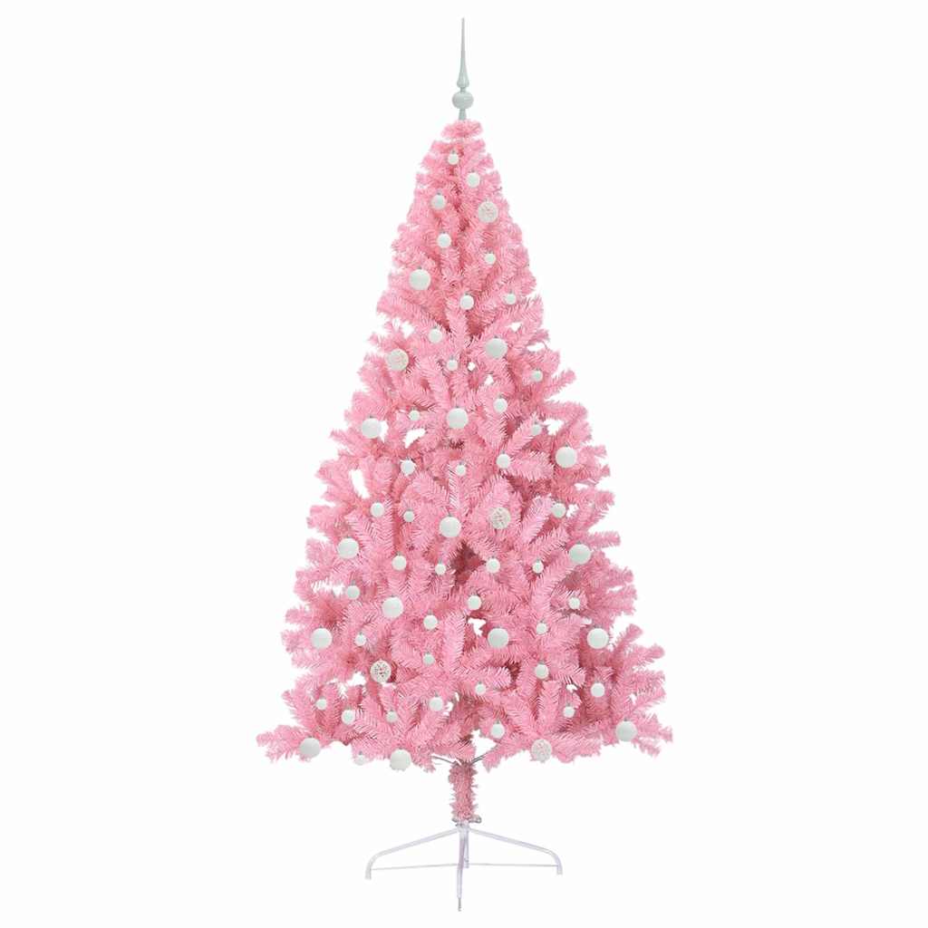 Artificial Pre-lit Christmas Tree with 300 LEDs Pink 240 cm PVC
