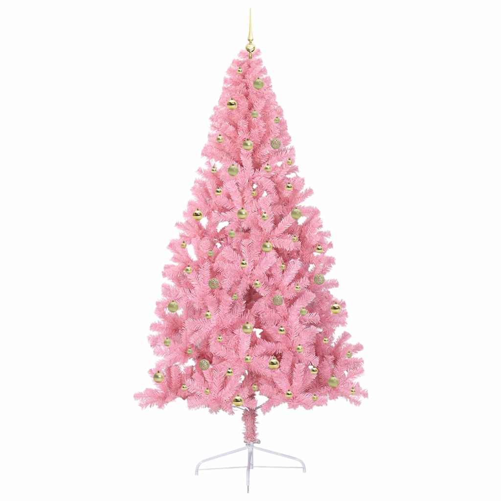 Artificial Pre-lit Christmas Tree with 300 LEDs Pink 240 cm PVC