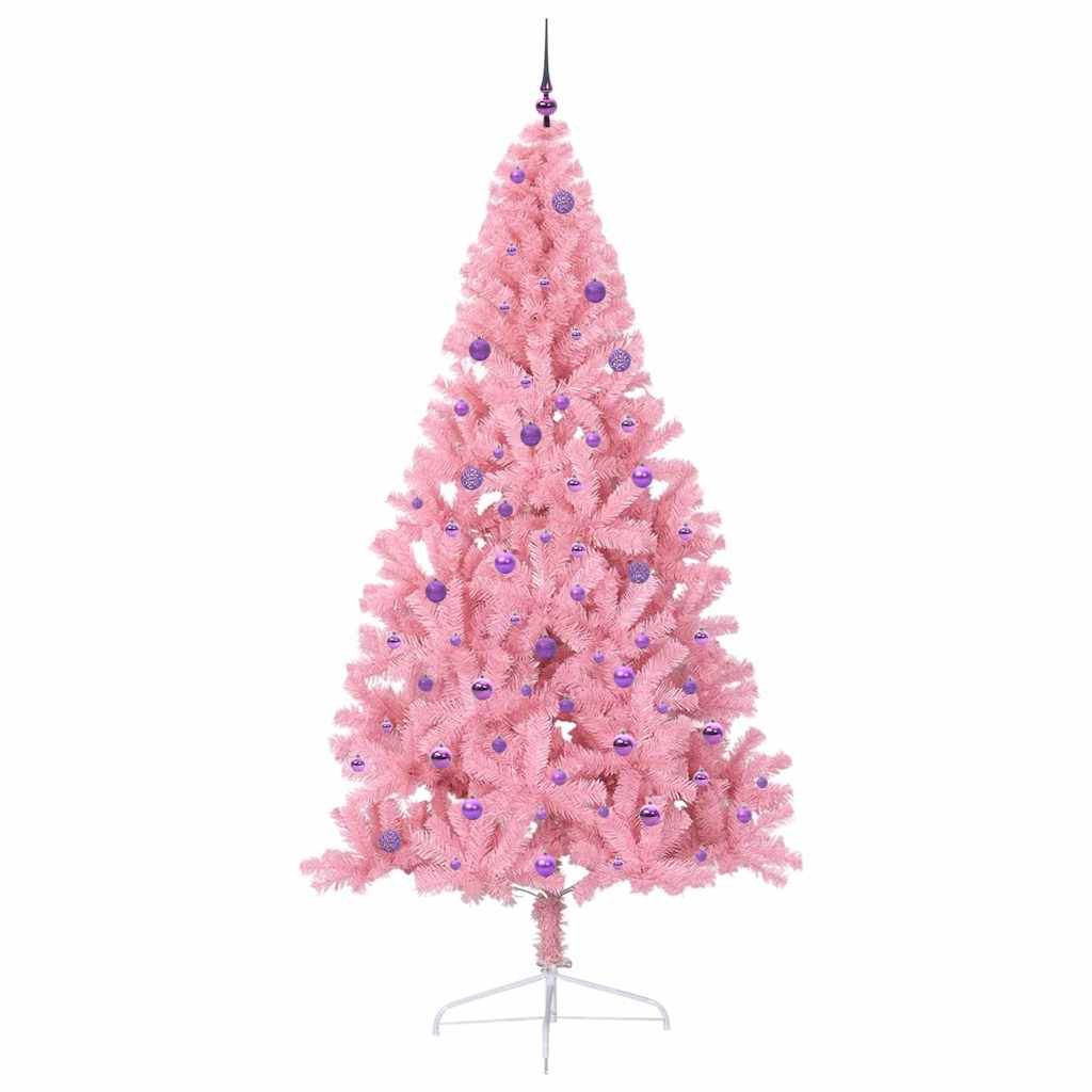 Artificial Pre-lit Christmas Tree with 300 LEDs Pink 240 cm PVC