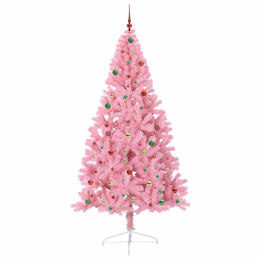 Artificial Pre-lit Christmas Tree with 300 LEDs Pink 240 cm PVC