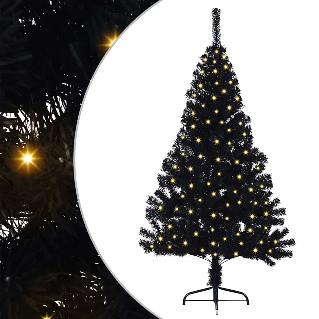 Artificial Pre-lit Christmas Tree Black 120 cm PVC