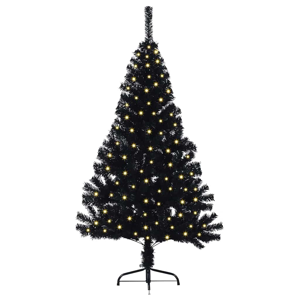 Artificial Pre-lit Christmas Tree Black 120 cm PVC