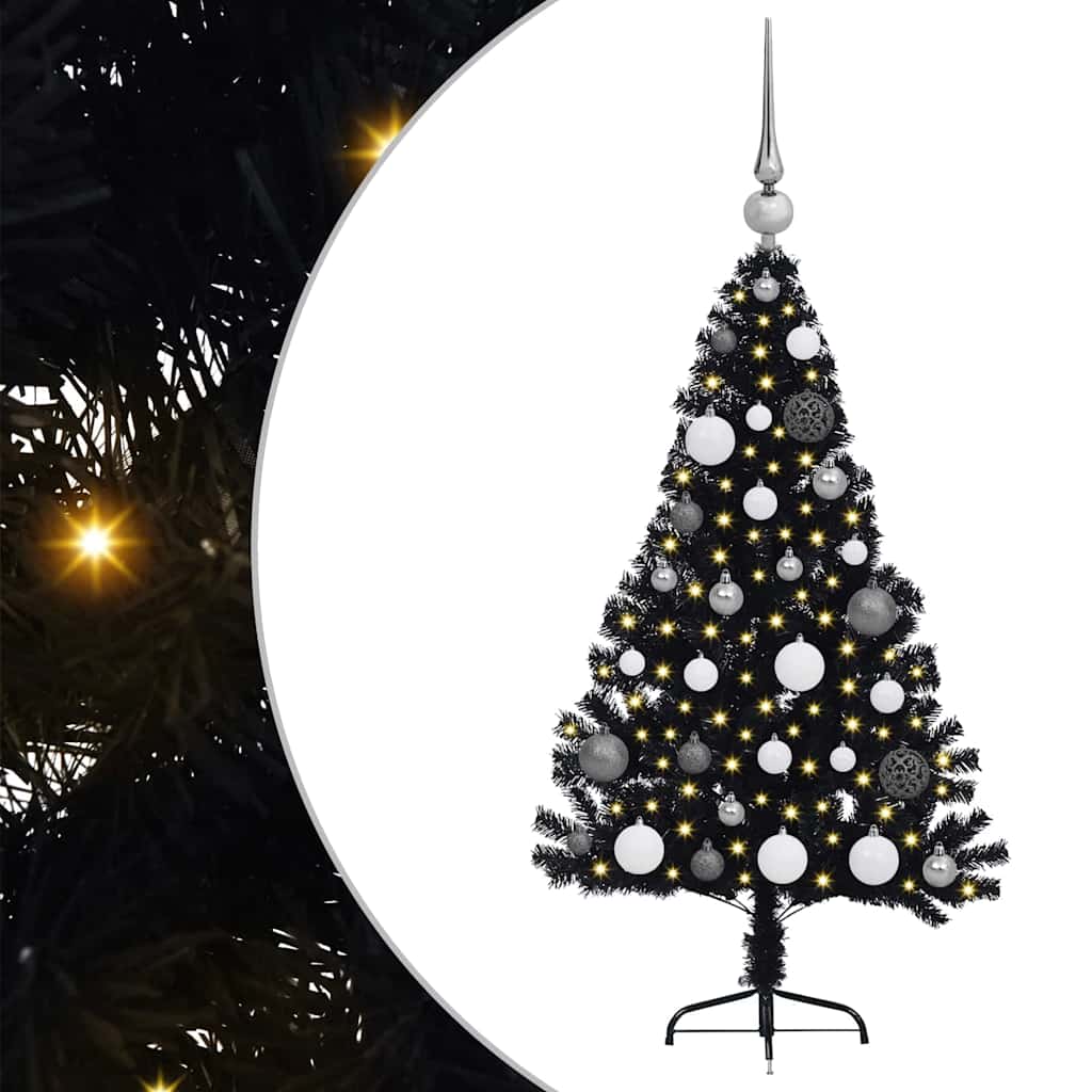 Artificial Pre-lit Christmas Tree Black 120 cm PVC