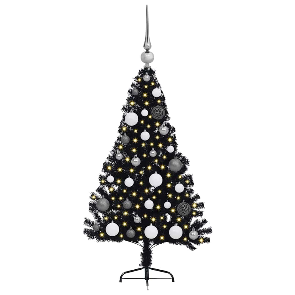 Artificial Pre-lit Christmas Tree Black 120 cm PVC