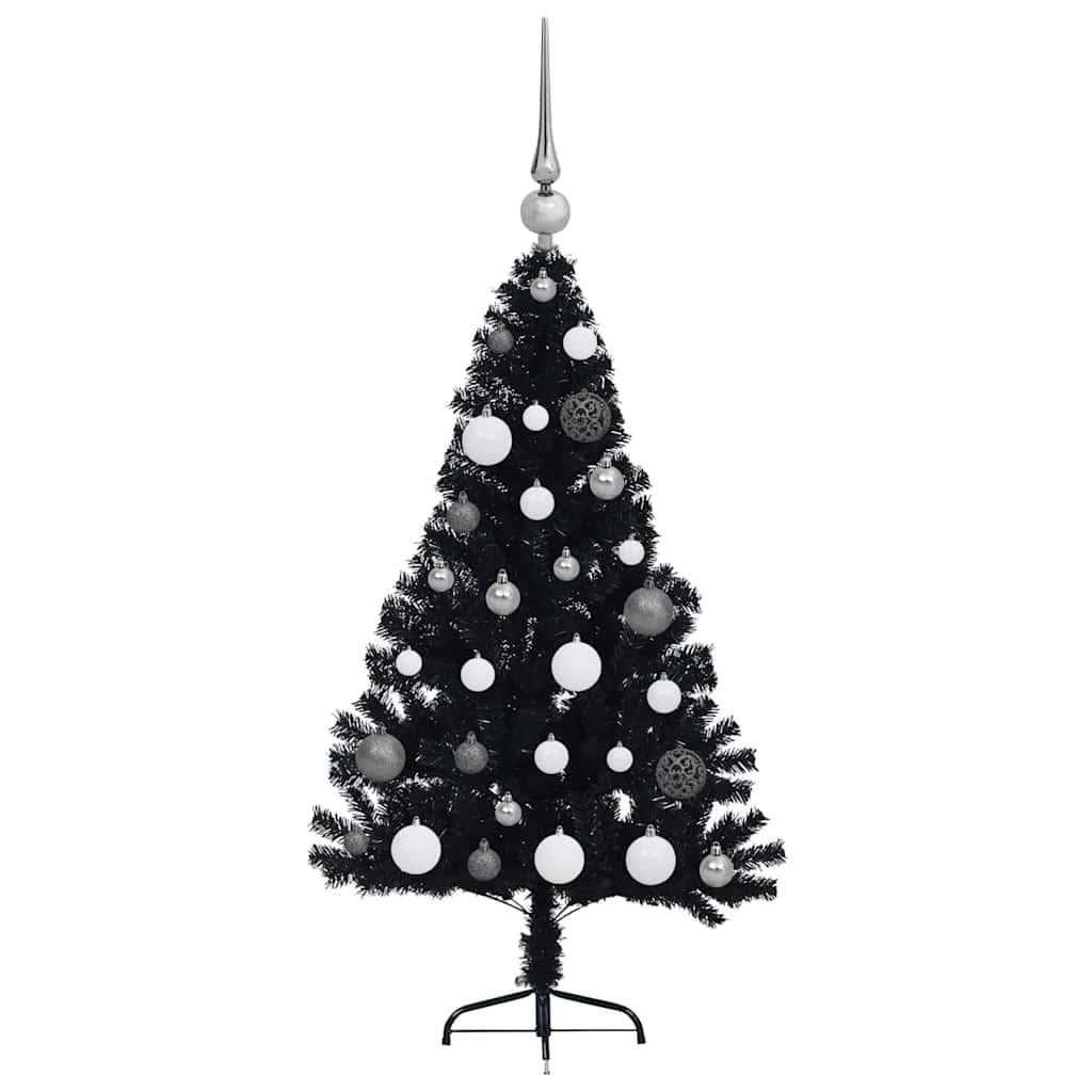 Artificial Pre-lit Christmas Tree Black 120 cm PVC