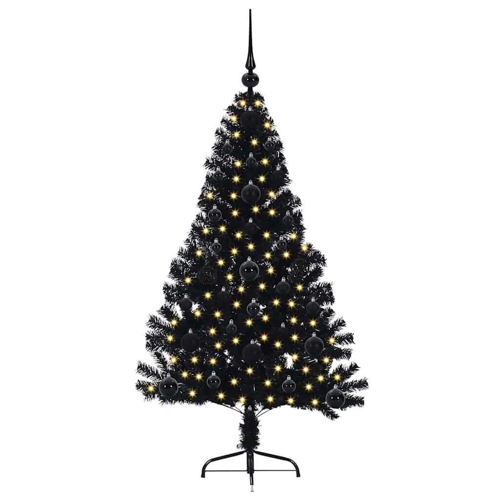 Artificial Pre-lit Christmas Tree Black 120 cm PVC