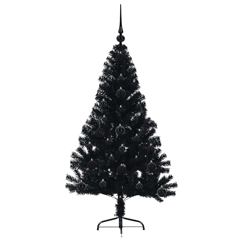 Artificial Pre-lit Christmas Tree Black 120 cm PVC
