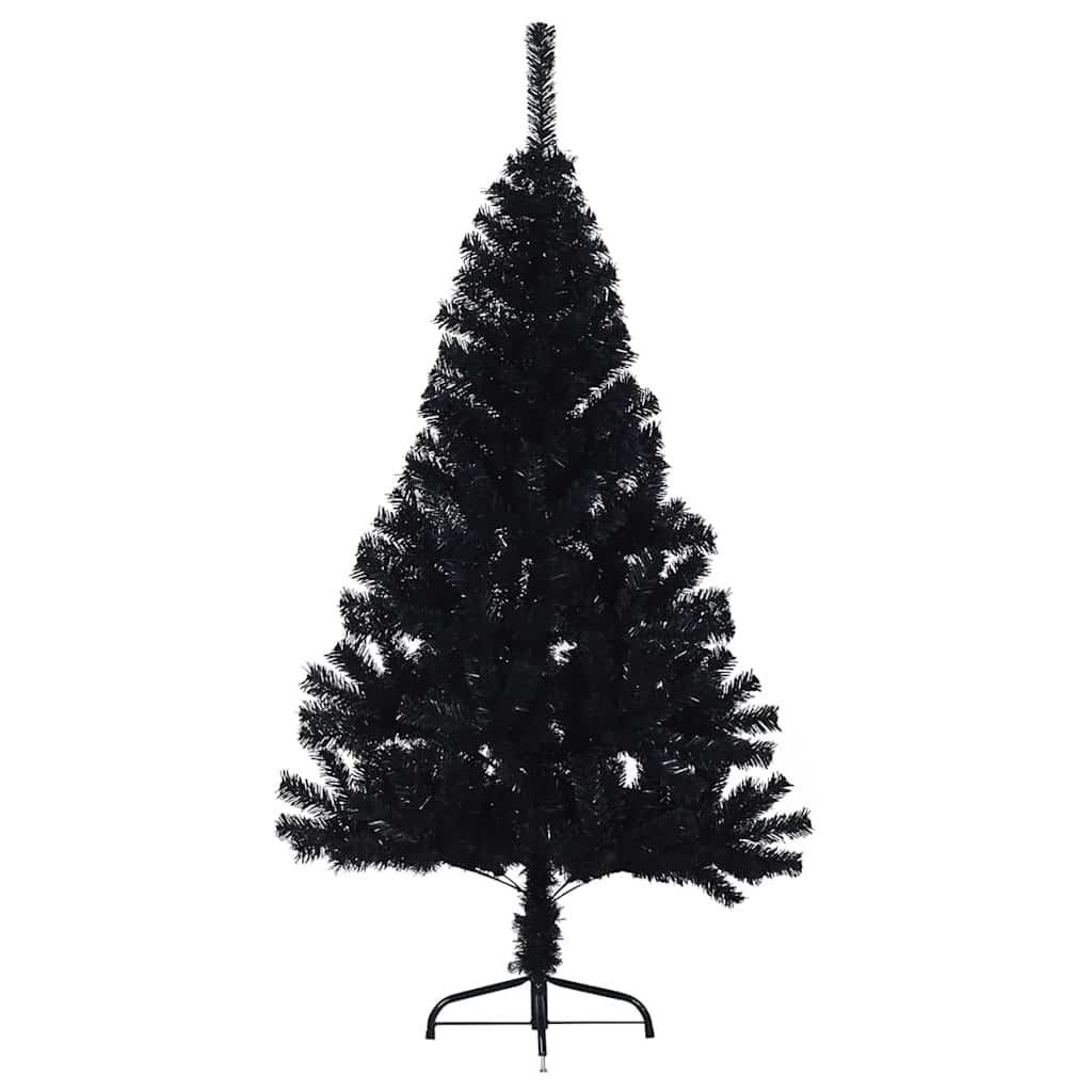 Artificial Pre-lit Christmas Tree Black 120 cm PVC