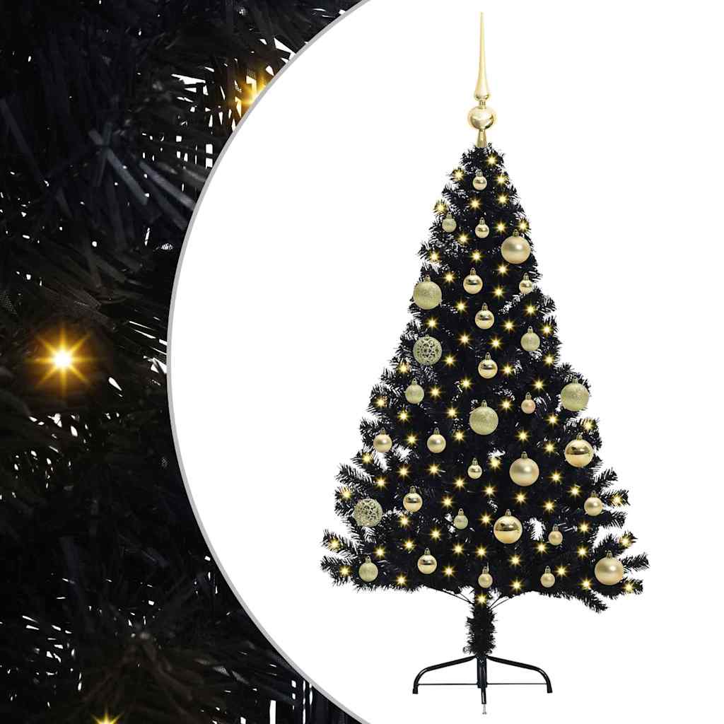 Artificial Pre-lit Christmas Tree Black 120 cm PVC